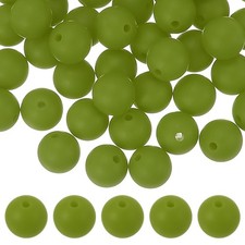 60 Pcs Silicone Beads 9mm Bulk Beads for Keychain Making Deep Green