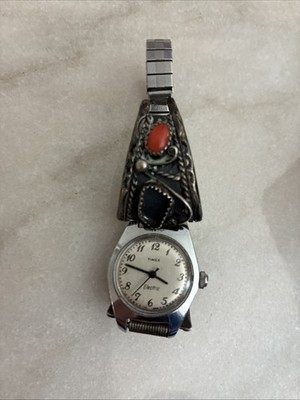 Vintage Native American Sterling, Turquoise and Coral Ladies  display picture 3