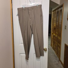 Haggar H26 Mens Premium Stretch Dress Pants 36x29 Khaki Classic Fit Wrinkle Free