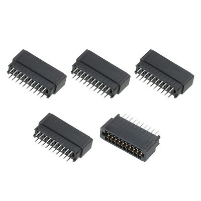 Card Edge Connector Black Socket Straight Connection 20 Pin 2.54mm Pitch, 5 Pcs
