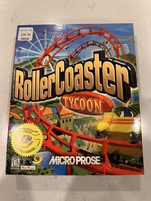 RollerCoaster Tycoon 1999 PC CD-Rom Big Box with Corkscrew Follies Expansion