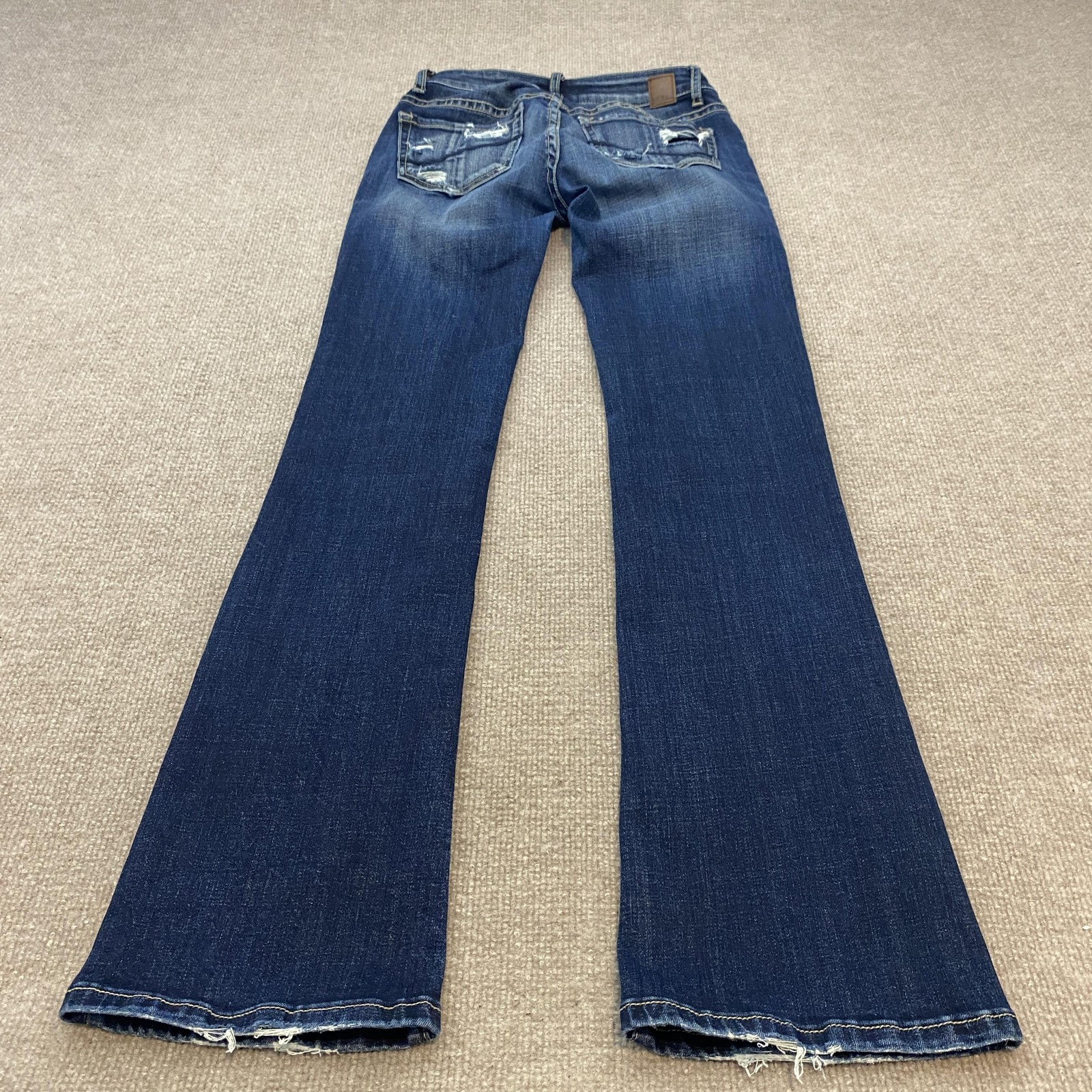 BKE Stella Bootcut Jeans Womens 24R Blue Med Wash Low Rise Distressed Stretch