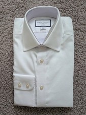 Charles Tyrwhitt Shirt 15/34 White Royal Oxford Slim Fit Button Up Non Iron NWT