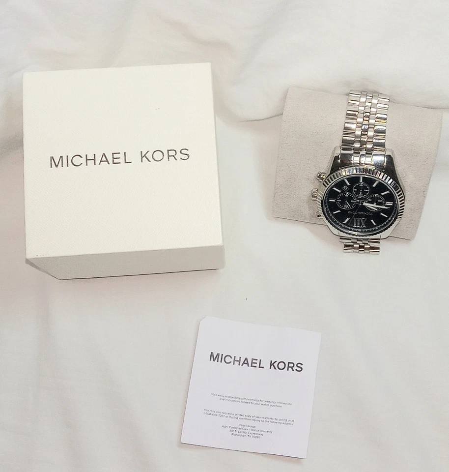 NUEVO MICHAEL KORS LEXINGTON MK8602 ESFERA NEGRA ACERO INOXIDABLE CRONÓGRAFO 45 MM Foto 2 de 4