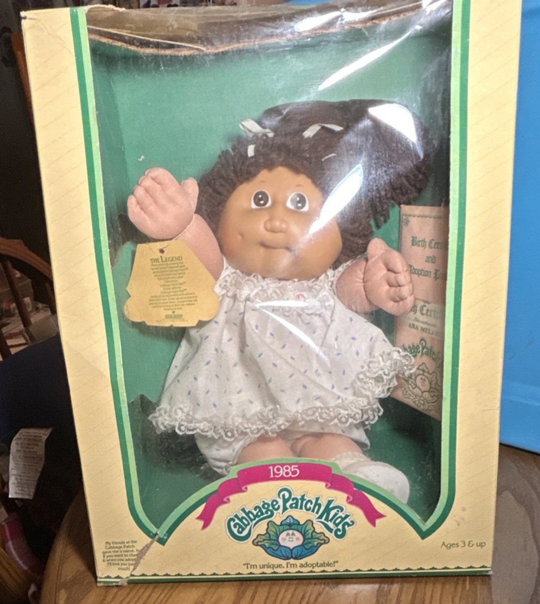 Vintage 1985 Cabbage Patch Kids Ana Melanie Brown Curly Hair Girl