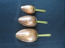 Copper Kitchen Scoops Set of 3 Rustic