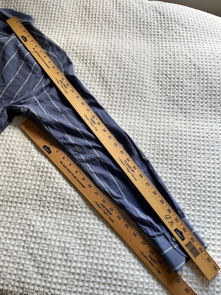 Finnamore Napoli Sz 15 3/4 (40) Hand-Sewn Blue Stripe Shirt Spread Collar Cotton - Image 4 of 4