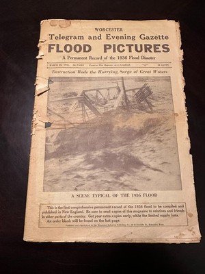 Worcester Telegram Flood Pictures 1936 Newspaper 14x22 Historic Disaster