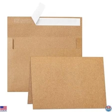 100 Blank Brown Note Cards & Envelopes 5x7, Heavyweight 300GSM, Self-Seal