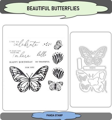 BEAUTIFUL BUTTERFLIES Stamps and Metal Cutting Dies Scrapbooking DIY Card Making