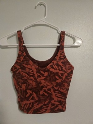 Lululemon Cropped Align Tank Top Red/Orange Athletic, bulit in bra. SIZE:2
