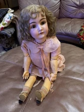 Antique D.R.P. No 70685 Excelsior bisque doll Germany Glass Sleep Eyes, Teeth
