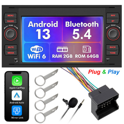 64G Android13 Autoradio Apple Carplay Wifi Für Ford Focus C S Max Transit Fiesta
