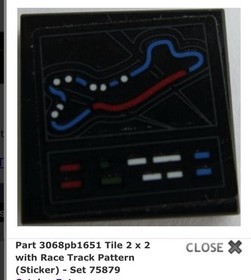 LEGO 3068pb1651 Black Tile 2x2 Race Track  Set 75879 Scuderia Ferrari SF 16-H