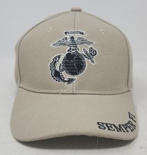 United States Marines Semper Fi Hat Khaki Color Front Logo Strapback Military
