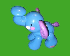 Fisher Price Blue Baby Elephant Pink Ears Amazing Animals 6 1/2" Clicking Sounds