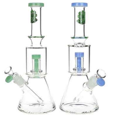 SeshGear 2-Step Glass Beaker Water Pipe - 11.75'' / 14mm F / Colors Vary
