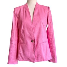 Ann Taylor Women's Pink Linen Blend Blazer Jacket EUC Size 4