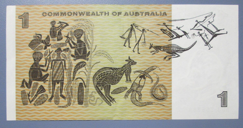 Australia One Dollar Note Crisp 1 Coombs Wilson Serial ADJ 256894 - Afbeelding 2 van 6