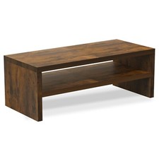 Wooden 2 Tiers Desktop Monitor Stand Riser 20 Inch Printer Stand with Storage