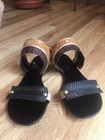 GIANMARCO LORENZI RARE BROWN & GOLD LEATHER SANDALS FRINGE DETAIL WOMENS SZ 38|8 — photo 5