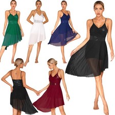 Women Dresses Practice Leotard Performance Dress Shiny Bodysuit Dancer Unitard