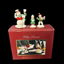 LENOX MISTLETOE PARK Series SNOWMAN and CHILDREN Girl Boy 3 Pieces Set  w/ BOX