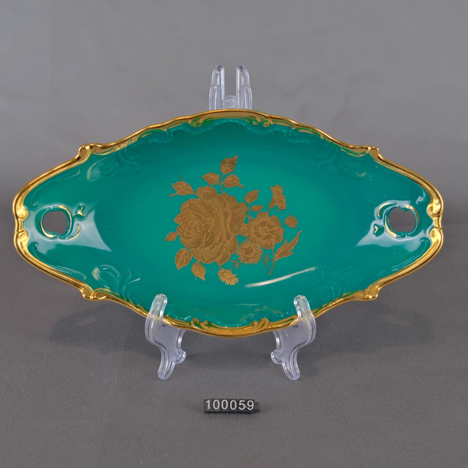 Reichenbacher Porzellan Schale – Smaragdgrün mit Golddekor