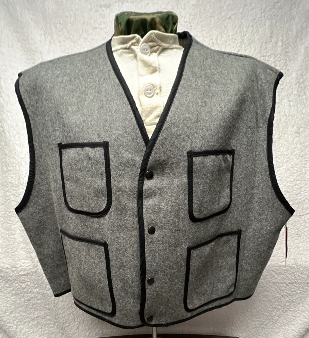 Vintage I. Spiewak Golden Fleece Wool Work Vest Size 3XL Made in