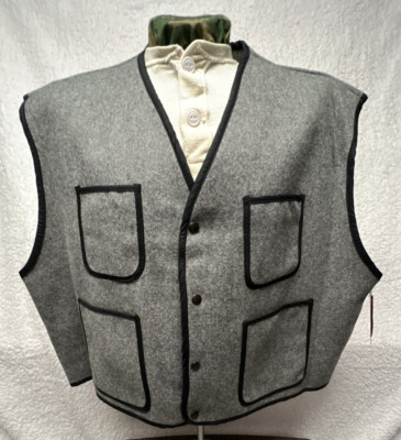 Vintage I. Spiewak Golden Fleece Wool Work Vest Size XL Made in USA GREY K-100