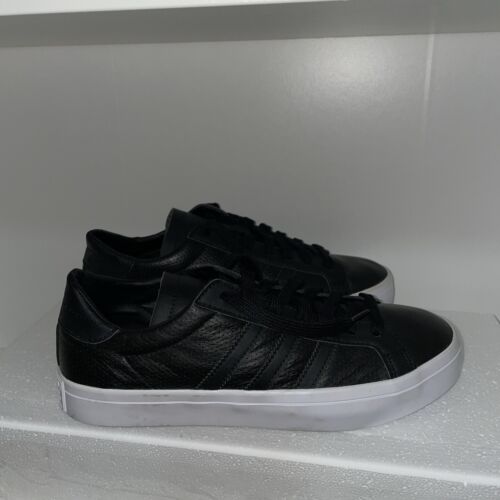 Size 6M/8.5 W Adidas Court Vantage Black Leather Sneaker White Sole - Picture 3 of 9