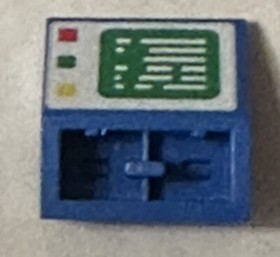 Lego 1x 3660pb001 Blue Slope, Inverted 45 2 x 2 w Flat Bottom Pin w/ Comput 6951