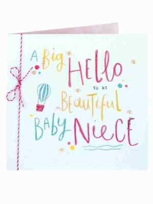 Ein großes Hallo an meine schöne Baby Nichte Grußkarte Neu Baby