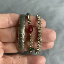 Lot 3 Baby Child Bangle Bracelets Rhinestones