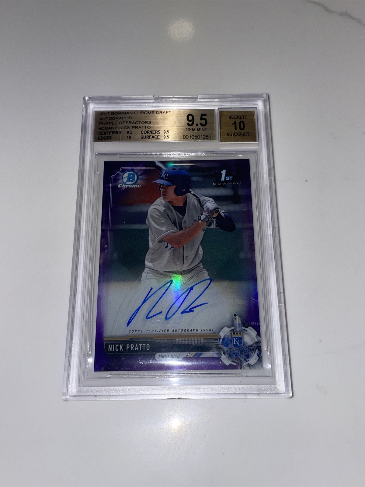 2017 Bowman Chrome Draft Nick Pratto Auto RC Purple Refractor 162/250