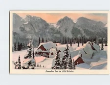 Postcard Paradise Inn in Mid-Winter Mt. Rainier National Park Washington USA