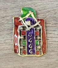 Handmade Colorful Abstract Geometric Pattern Rectangle Pendant 2.5" Statement 
