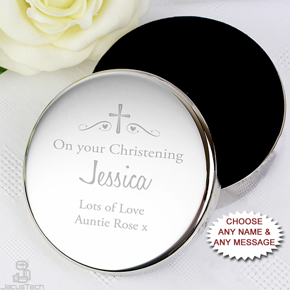 Personalised Jewellery / Trinket Box, Cross. Christening Communion Confirmation