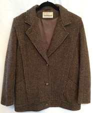 Vintage Contemporary Mackintosh Brown Plaid Wool Jacket sz 12 3 Button 868A