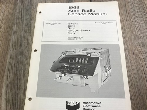 1969 FORD GALAXIE AM/FM STEREO USED BENDIX AUTO RADIO SERVICE MANUAL (24 PAGES)