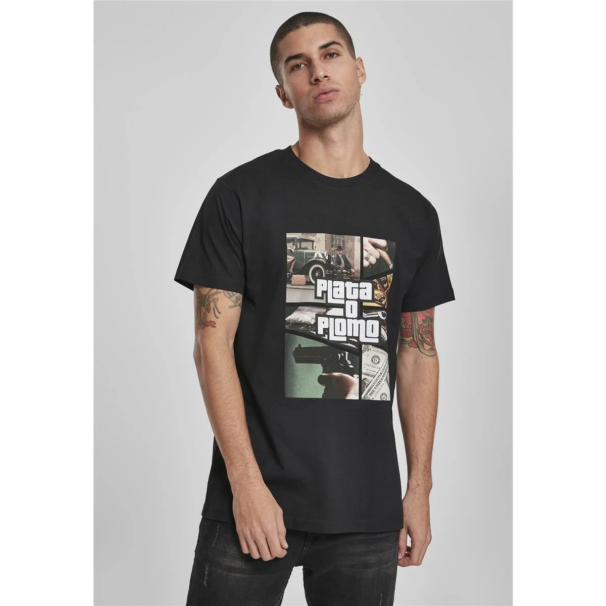 Mister Tee Plata T-Shirt Gangsta Mafia Cosa Nostra Al Capone Ney York Men