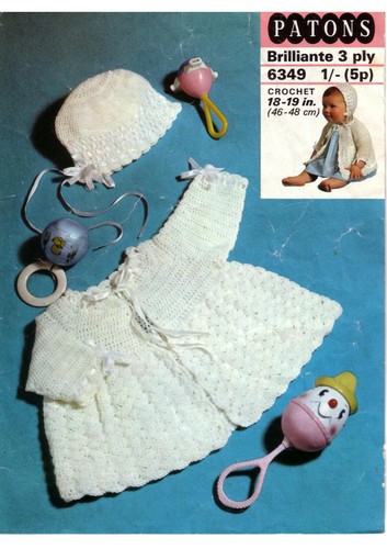 Häkelanleitung Kopie 0795.  Baby Strickjacke & Mütze.  18-19inch chest.  3ply