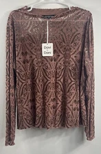 Davi & Dani Mesh Lettus Detail Long Sleeve Top Deep Blush Women’s 3X NWT Fairy