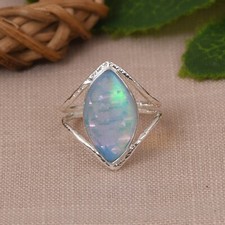 Marquise Shape Aurora Opal 925 Sterling Silver Gemstone Ring For Birthday Gift
