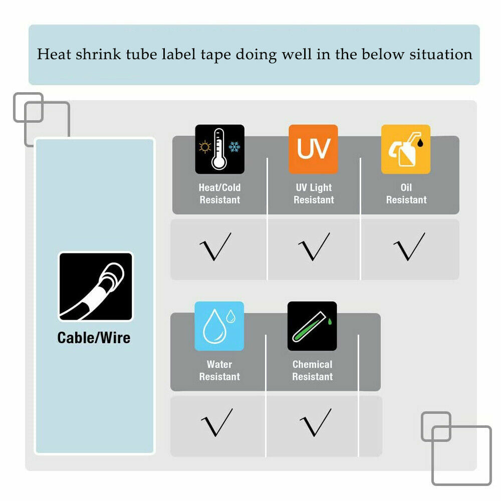 2/4X Heat Shrink Tube Wire Cable Label Tape 6/9/12mm for DYMO Rhino