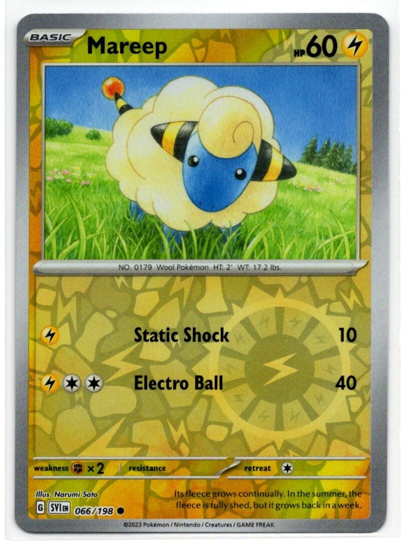 Pokemon Scarlet Violet Base SV1 Reverse Holo 066/198 Mareep