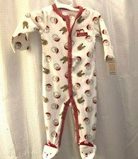 Carters Christmas Fleece One Piece Baby First Gift Santa Reindeer Size 9M New