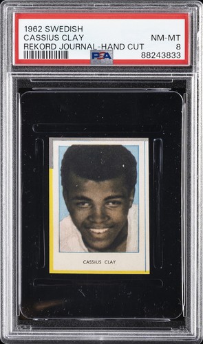 1962  Muhammad Ali - PSA 8 - SWEDISH REKORD JOURNAL-HAND CUT CASSIUS CLAY RC USA