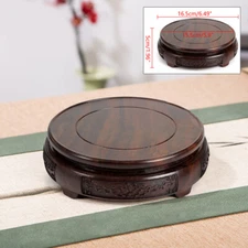 Pedestal Bonsai Teapot Vase Base 6'' Diameter Wooden Display Stand Hand Carved