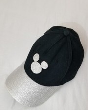 Disney Glitter Silver Black Mickey Baseball Hat Adjustable